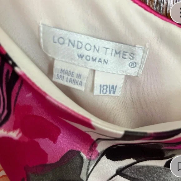 London Times Pink and Black Floral Dress - Picture 3 of 5